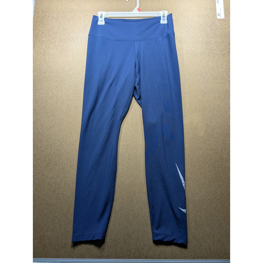 Nike Dri-FIT Womens Navy Blue High Rise Graphic Swoosh Leggings Size M